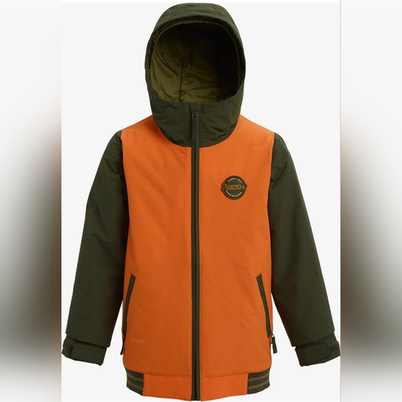 BURTON - Youth Game Day True Orange & Army Green Insulated Winter Jacket Side L - Picture 1 of 16